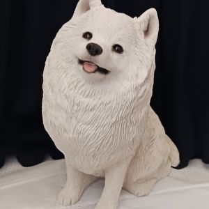 SANDICAST American Eskimo Eskie dog sculpture statue. Out of production 8"